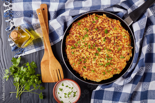 delicious swiss rosti in a pan photo