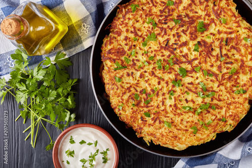 delicious hot swiss rosti in a skillet