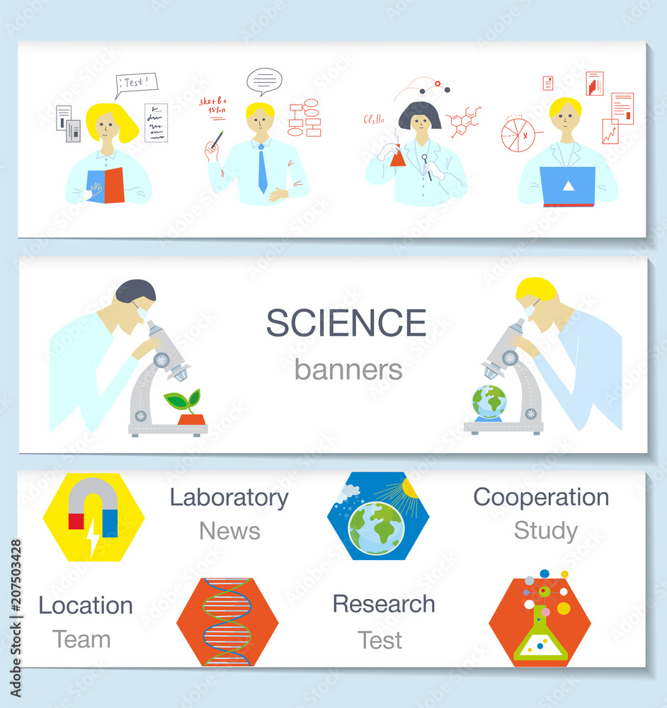 Science banners set, vector illustration