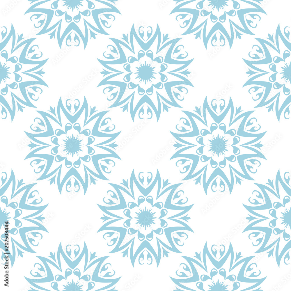 Blue floral seamless pattern on white background Blue floral seamless pattern on white background