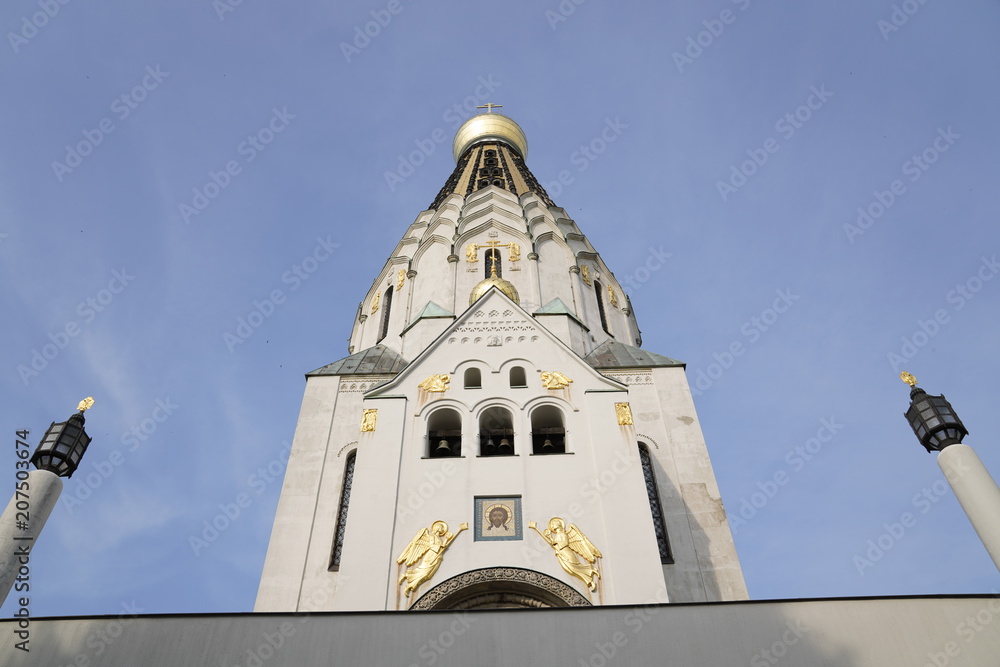 Russian orthodox church (Russische Gedächtniskirche) in Leipzig, Germany