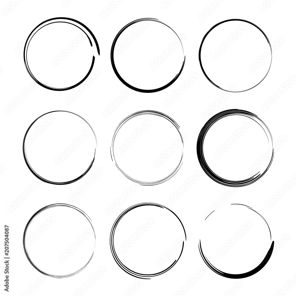 Set of black round grunge frames. Vector illustration. Set of black round grunge frames. Vector illustration.