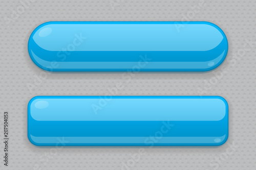 Blue glass buttons. 3d web icons on gray background