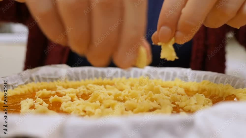 woman hands preparing of homemade pie - close up woman hands preparing of homemade pie - close up