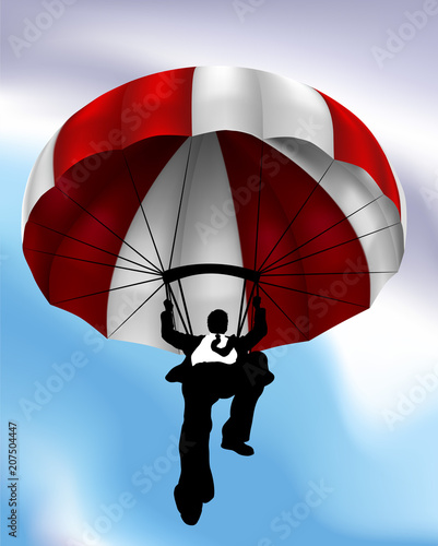 Parachute Flying Businessman Concept
