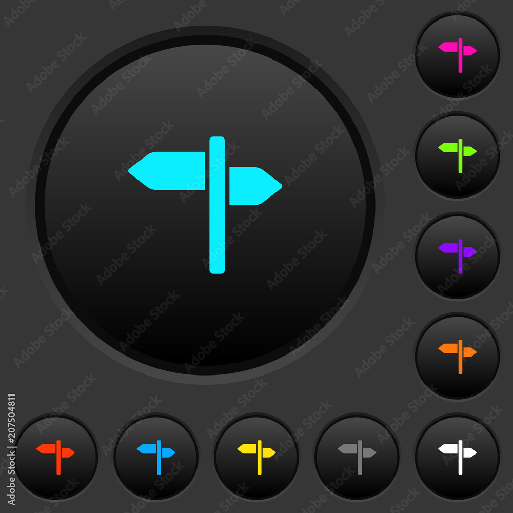 Signpost dark push buttons with color icons Signpost dark push buttons with color icons