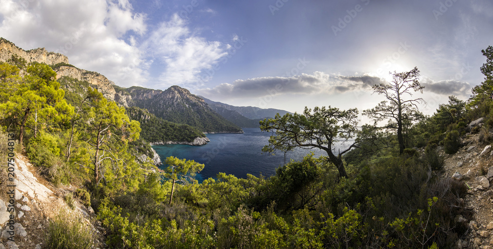 panorama of mountains near mediterranean sea