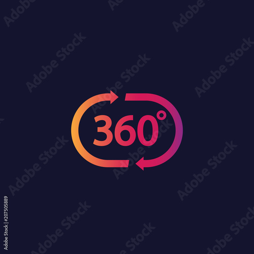 360 degrees video play vector with gradient