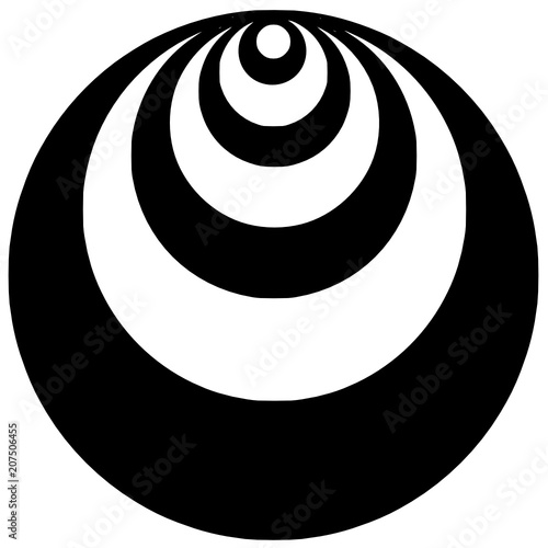 Abstract background with a eccentric circles in a balck - white colors