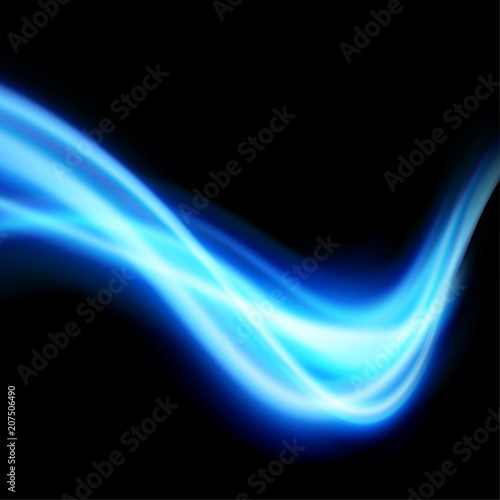 Internet bandwidth concept - blue speed light transparent wave lines over black