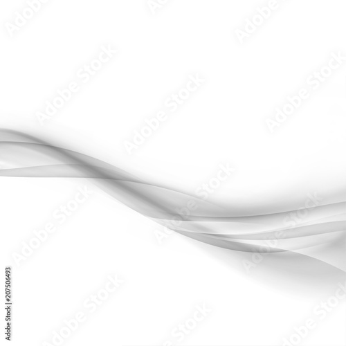 Elegant grey transparent mild smoke lines satin border over white background