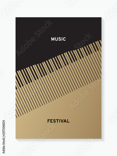 Modern simple music poster with piano keyboard, vector illustration