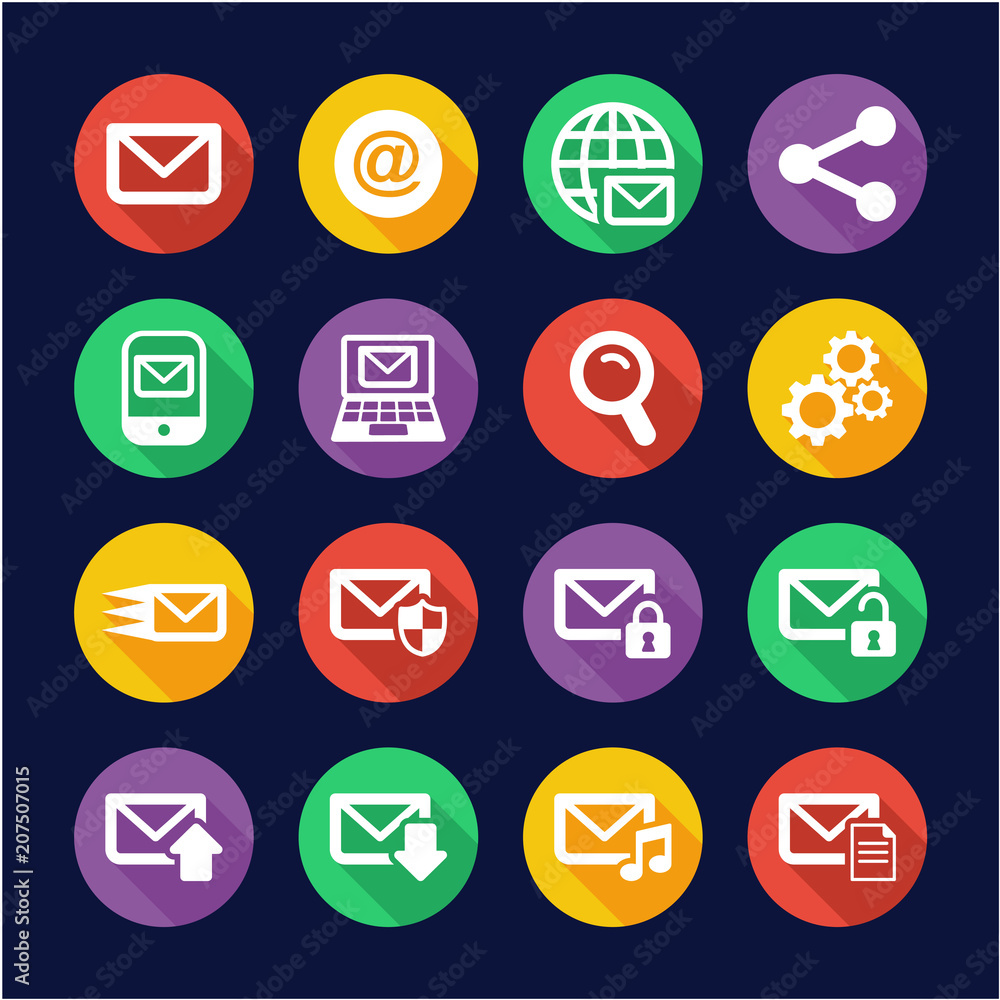 Email Icons Flat Design Circle Email Icons Flat Design Circle