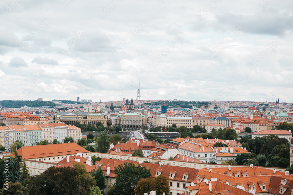 Beautiful view of the architecture of Prague in the Czech Republic. Prague is one of the most favorite places to visit tourists from all over the world