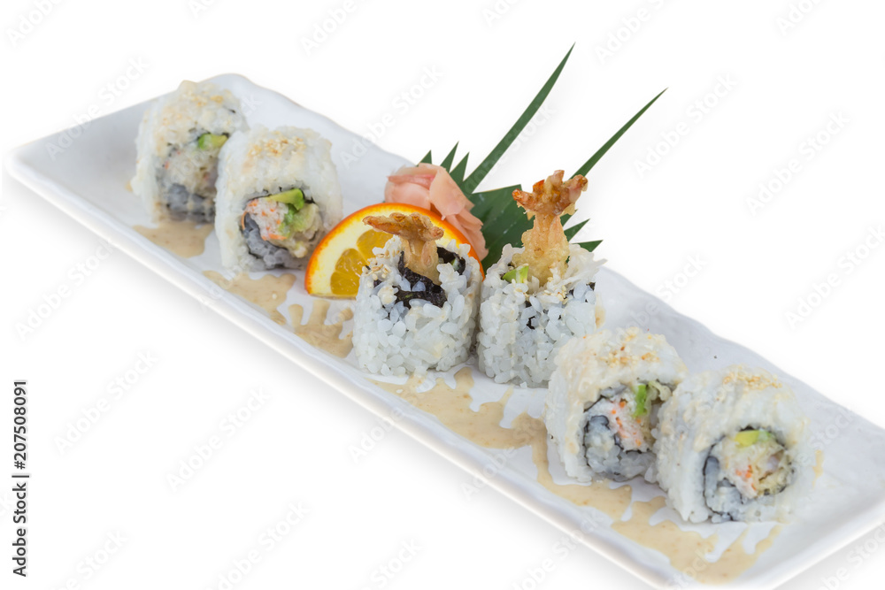 Tempura Maki Sushi - Deep Fried Roll made of Avocado and Smoked Eel inside