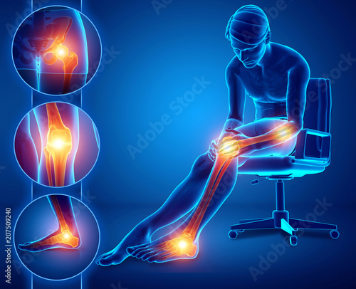 3d Illustration of male feeling Leg pain