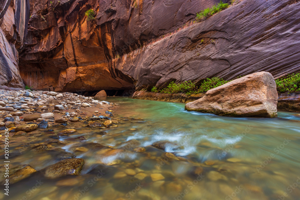 Fototapeta premium Rocks in the Virgin River Narrows in Zion National Park.