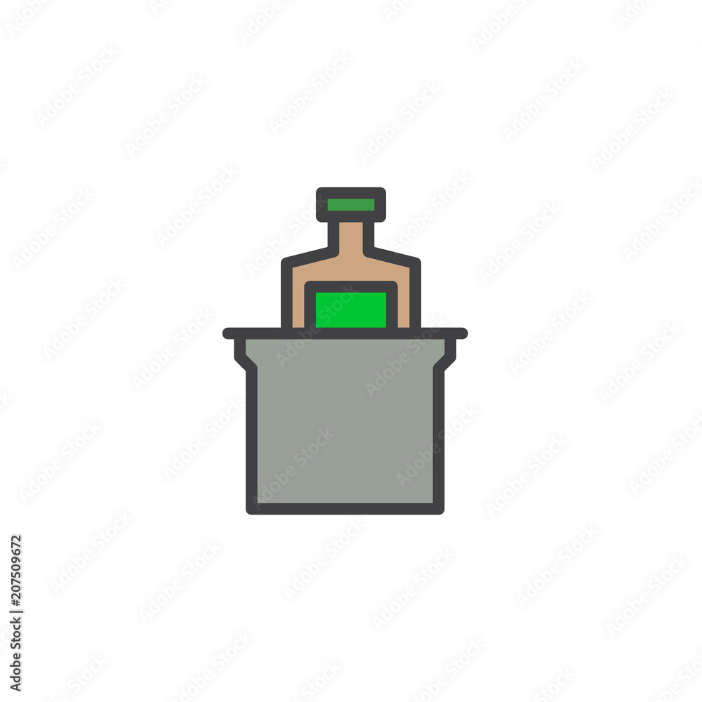 Alcoholic drink in a ice bucket filled outline icon, line vector sign, linear colorful pictogram isolated on white. Cold drink symbol, logo illustration. Pixel perfect vector graphics Alcoholic drink in a ice bucket filled outline icon, line vector sign, linear colorful pictogram isolated on white. Cold drink symbol, logo illustration. Pixel perfect vector graphics