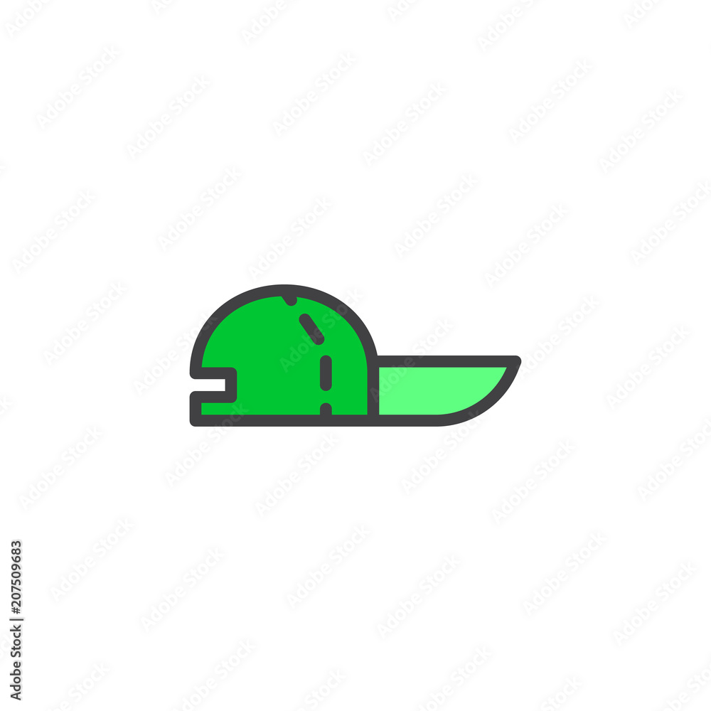 Baseball cap filled outline icon, line vector sign, linear colorful pictogram isolated on white. Cap symbol, logo illustration. Pixel perfect vector graphics Baseball cap filled outline icon, line vector sign, linear colorful pictogram isolated on white. Cap symbol, logo illustration. Pixel perfect vector graphics