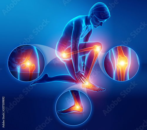 3d Illustration of male feeling Leg pain photo