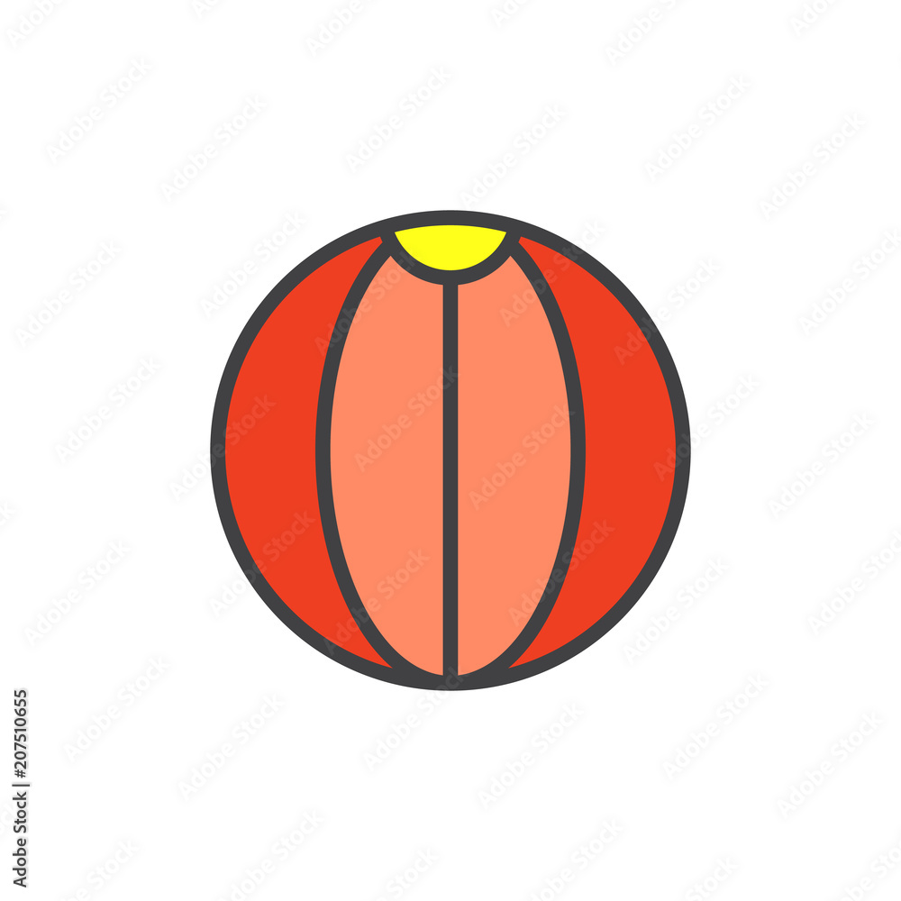 Beach ball filled outline icon, line vector sign, linear colorful pictogram isolated on white. Striped ball symbol, logo illustration. Pixel perfect vector graphics Beach ball filled outline icon, line vector sign, linear colorful pictogram isolated on white. Striped ball symbol, logo illustration. Pixel perfect vector graphics