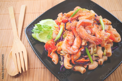 homemade Stir fried macaroni with prawn
