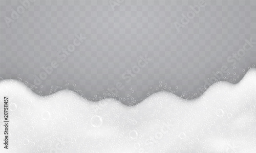 Foam with soap bubbles, top view. Flow of soap and shampoos.