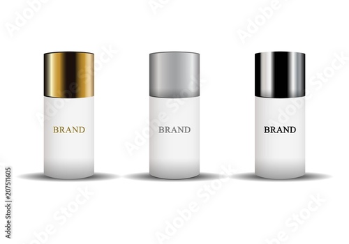 Product mock up design. Cosmetic set. Black,white,gold,red,blue,gray color. Vector illustration EPS 10.