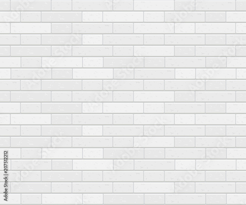 Realistic white brick background, seamless pattern, vector illustration