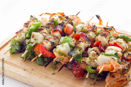 Fish and vegetable kebabs