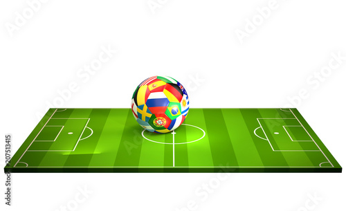 soccer field and ball 3d re...