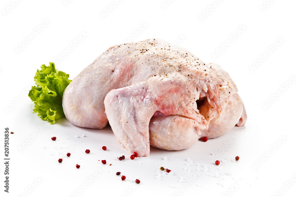 Fresh raw chicken on white background Fresh raw chicken on white background