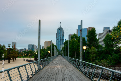 Melbourne viewed from Birrarung Marr, early morning. photo