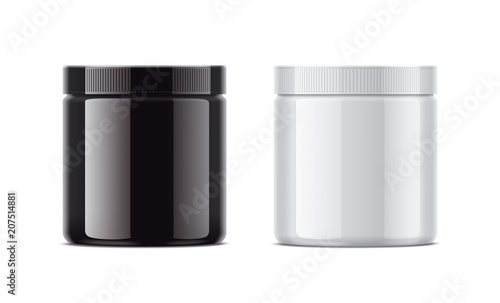 Blank glossy bottles for protein. 