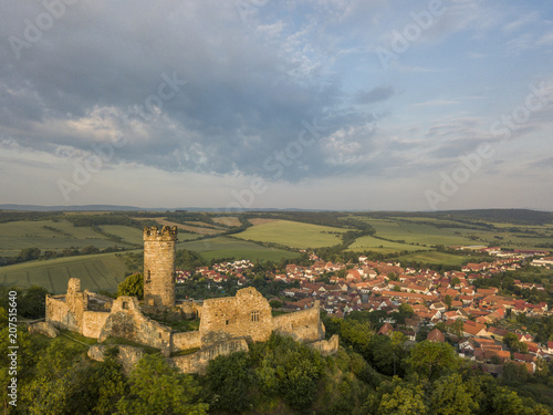 Aerial view of Muehlburg castle in Thuringia