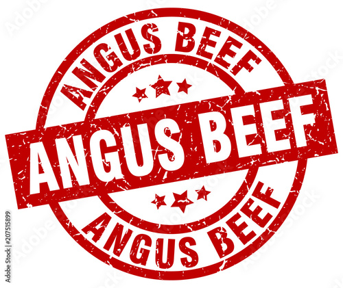 angus beef round red grunge stamp
