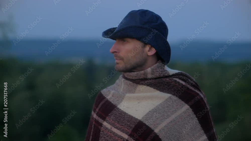 Ranger looks around unknown region and search the right way nature outside close-up Ranger looks around unknown region and search the right way nature outside close-up