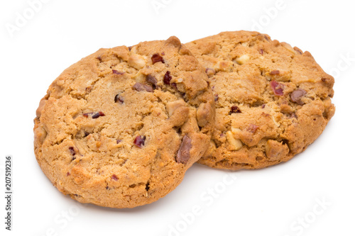 Chocolate chip cookie isolated on white background.