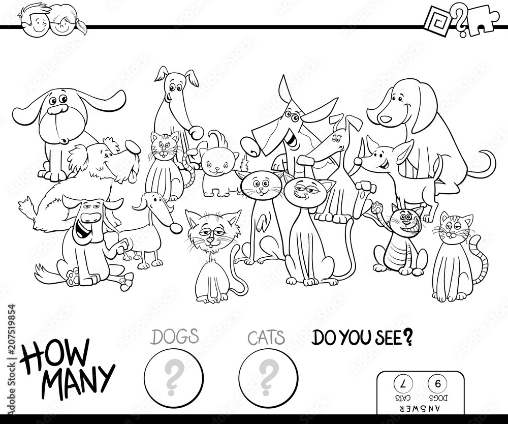 counting cats and dogs game coloring book