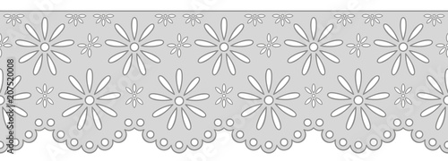 Decorative ornament for border of fabric. Stylized texture of embroidery, imitation satin stitch. Vector pattern for printing on fabric, clothes, hem of dress, cuff, collar. 
