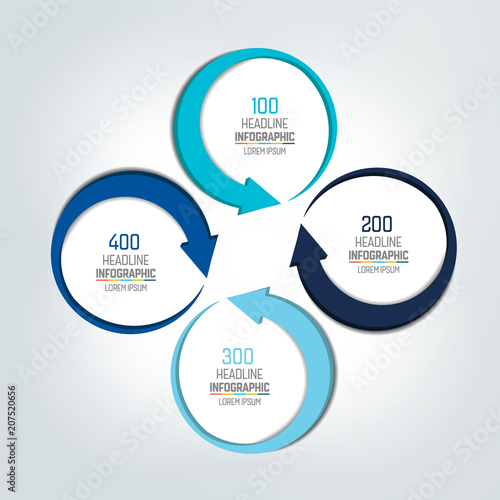 Infographic circle options banner made of 4 arrows.