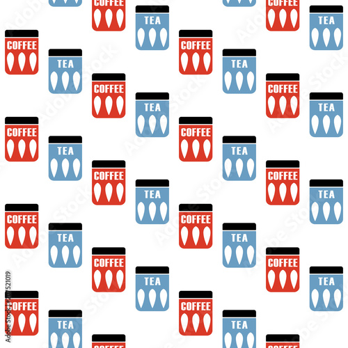 Seamless vector pattern with Tea and Coffee pots. Mid century modern style. Good for print.
