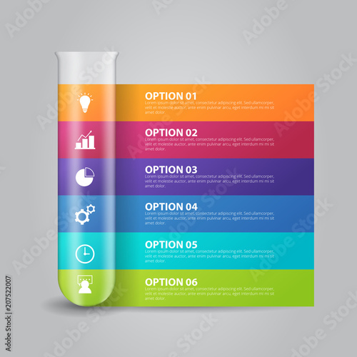 Laboratory glassware infographic template for business, education, web design, banners, brochures, flyers, diagram, workflow, timeline. Vector infographic element.