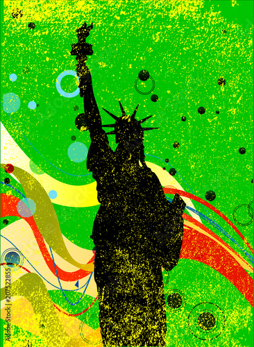 Statue Of Libertyy Jazz Style Background Poster