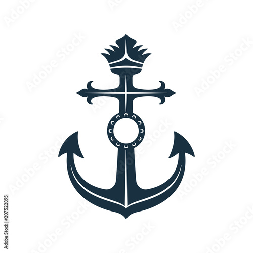 Royal anchor with label, nautical symbol