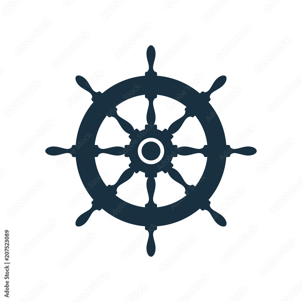 Obraz premium Flat ship wheel icon design