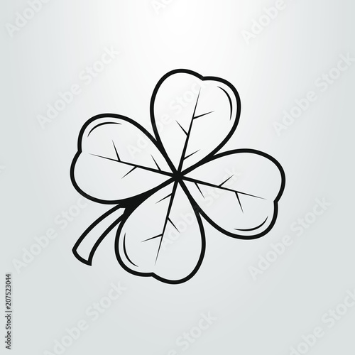 black and white simple flat art vector four-leaf clover symbol