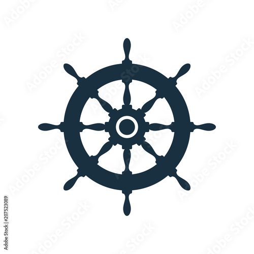 Flat ship wheel icon design