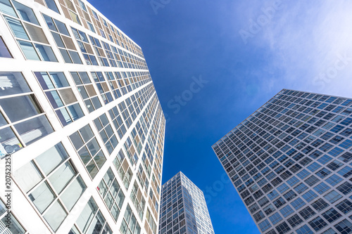 Canvas Print up view of modern office building in hongkong