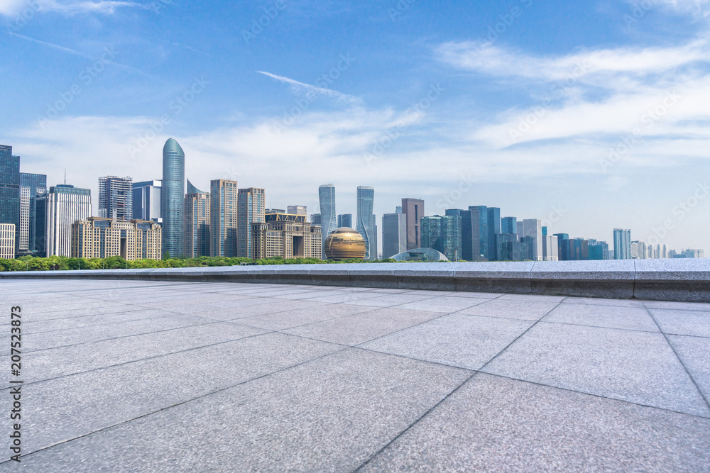 city skyline with empty square city skyline with empty square